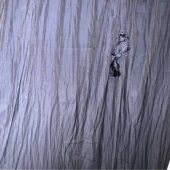 Calypso St. Barth | Boho Tassel Maxi Dress Trila Dark Navy Matte Satin | Sz M - Picture 8 of 12